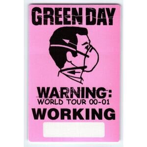 Green Day Warning Pink Backstage Pass Original 2000 Punk Rock Music Cloth Fabric